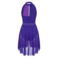 thumbnail image 4 of Sxiwei Women Asymmetrical Chiffon Lyrical Dance Dress Shiny Sequins Mock Neck Contemporary Modern Purple L, 4 of 6