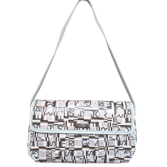Pre-Owned Salvatore Ferragamo logo print flap one-shoulder bag, multicolor, women's.