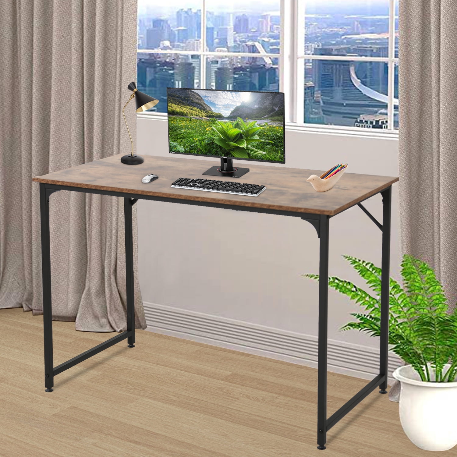 NiamVelo Computer Desk 39  inches Home Office Desk Modern Simple Style PC Desk with  Sturdy Metal Frame for Adults & Kids, Vintage