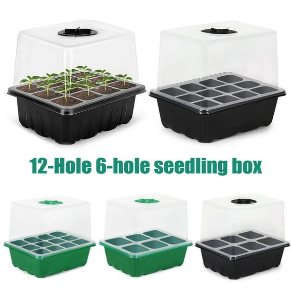 ziertyon Seeds Starter Tray 6 Cells/12 Cells Seeds Germination Tray with Adjustable Humidity Vent Plant Nursery Box for Indoor Garden Bonsai Seedlings Starting Growing