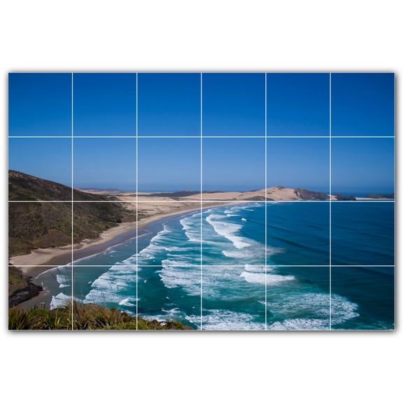 Picture-Tiles.com: Waves Ceramic Tile Wall Mural WAL501173-64XL. 72"W x 48"H using (24) 12" x 12" Ceramic Tiles-Satin Finish