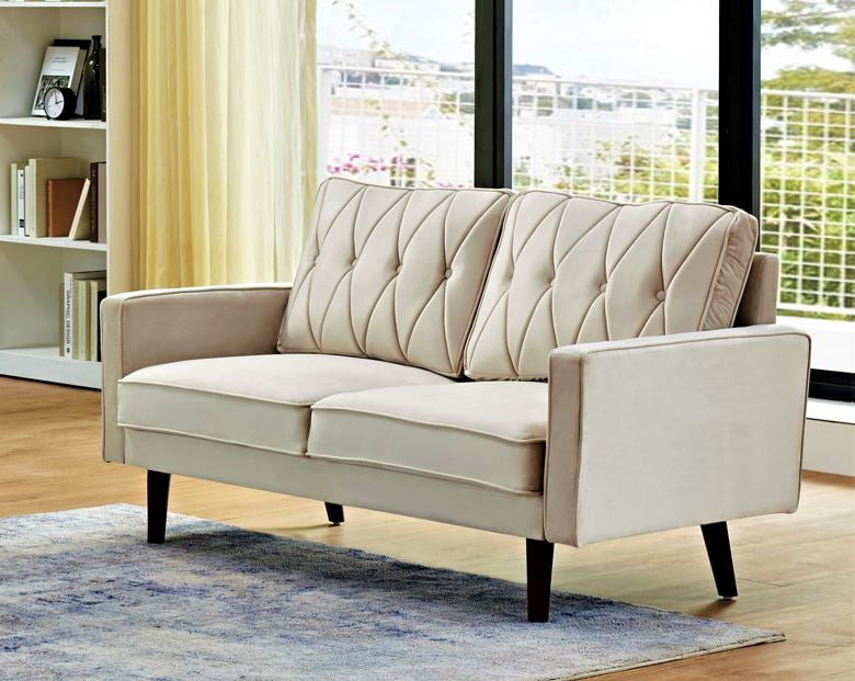 Us pride furniture Feemster 57.5'' Velvet Square Arm loveseat -Ivory