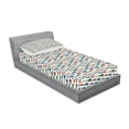 thumbnail image 2 of Race Car Fitted Sheet & Pillow Sham Set, Diagonally Arranged Colorful Various Vehicles Speeding Uphill on a Plain Backdrop, Decorative Printed 4 Piece Bedding Decor Set, Twin, Multicolor, by Ambesonne, 2 of 3