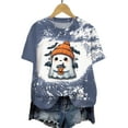 thumbnail image 4 of mgoYE Halloween Shirt Women Halloween Shirts for Women Funny Halloween Pumpkin Graphic Short Sleeve Shirt Casual Fall Tee Tops(Blue,S), 4 of 7
