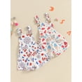 thumbnail image 5 of Toddler Kids Girls Summer Independence Day Overalls Jumpsuit 6 12 18 24 Months 2T 3T 4T 5T 6T Sleeveless Ice Cream/Firework Print Suspender Shorts, 5 of 9