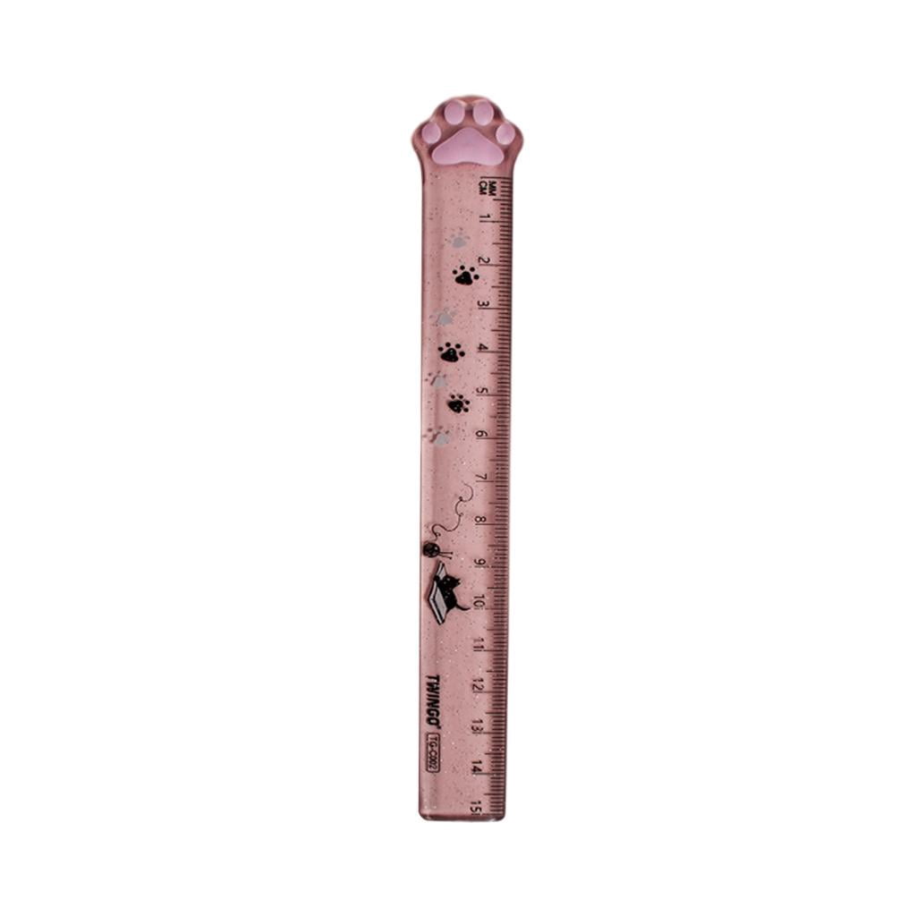 LOVIVER Mignon Étudiant Règle Chat Animal en Forme de Patte Échelle de Mesure Claire Échelle Accessoires Gris
