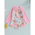 thumbnail image 2 of Coduop Toddler Kids Girls One Piece Bikini Swimsuit Floral Print Swimwear Rash Guard Bathing Suit, 2 of 7
