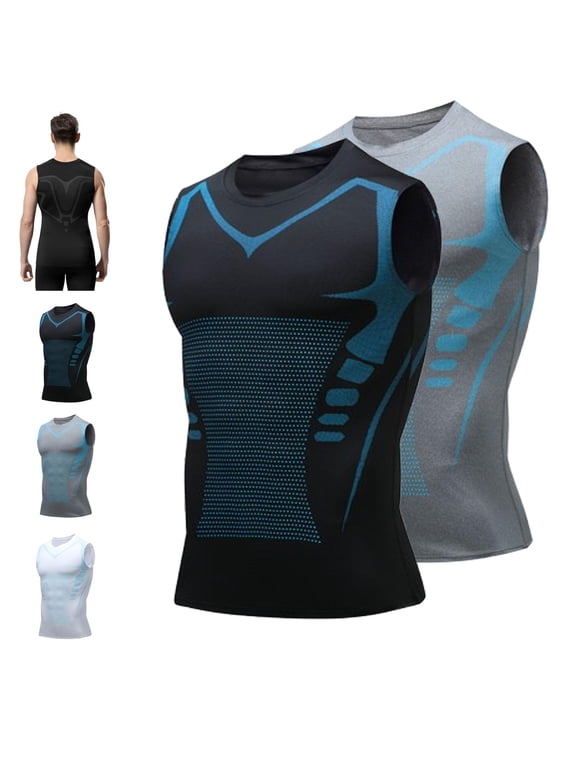 Compression Shirt Men, 2026 New V2 Body Shaper Tank Top with Posture Support, Sleeveless Slimming Undershirt for Instant Confidence and Back Alignment