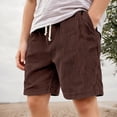thumbnail image 2 of OSOLU Children Boys Shorts Solid Color Corduroy Comfortable Knitwear Elastic Waist with Drawstring Everyday Wear Training Shorts, 2 of 6