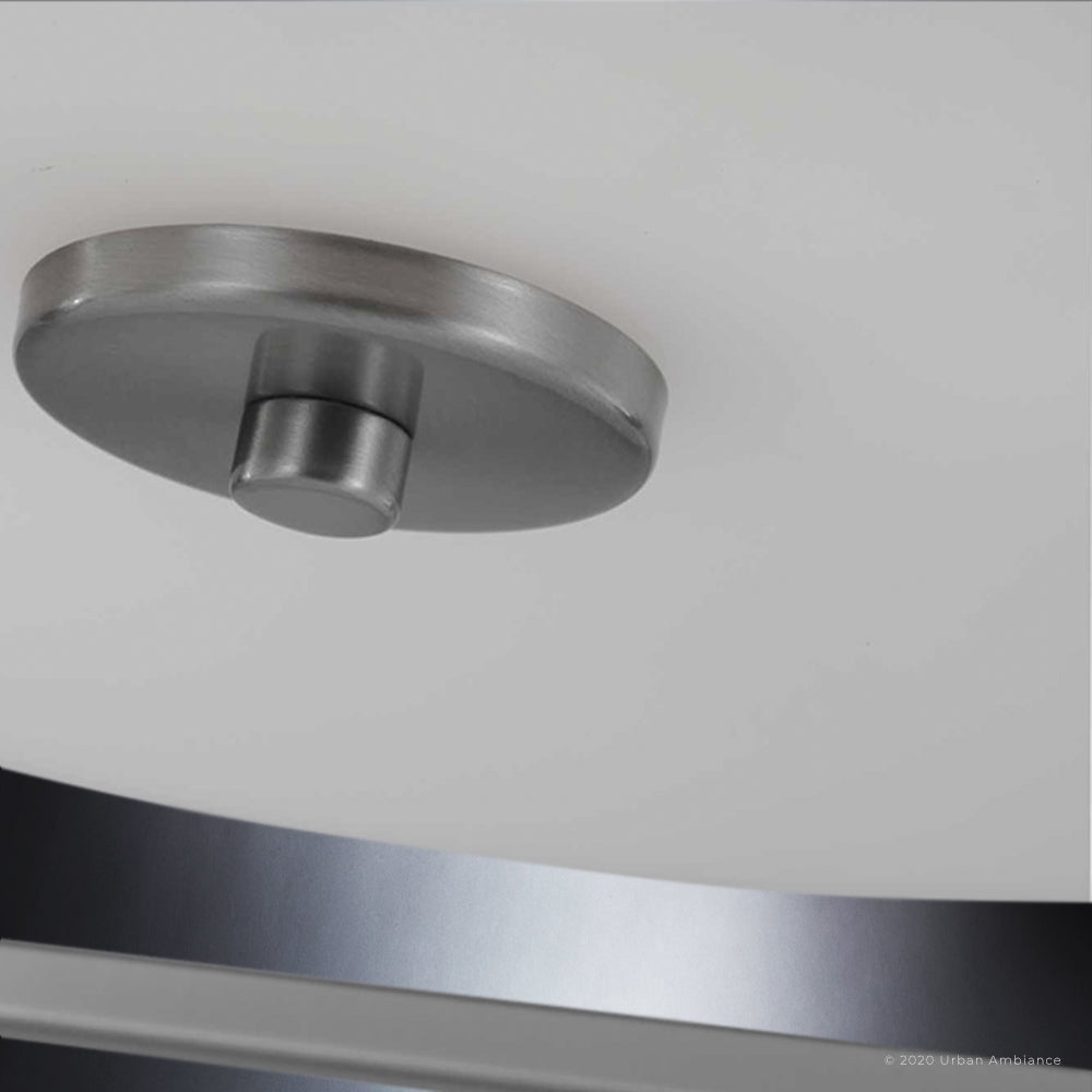 Luxury Minimalist Indoor Ceiling Light, 5.5''H x 15.375''W, with Modern Style Elements, Urban Loft Design, Brushed Nickel Finish and Etched Opal, UHP3150