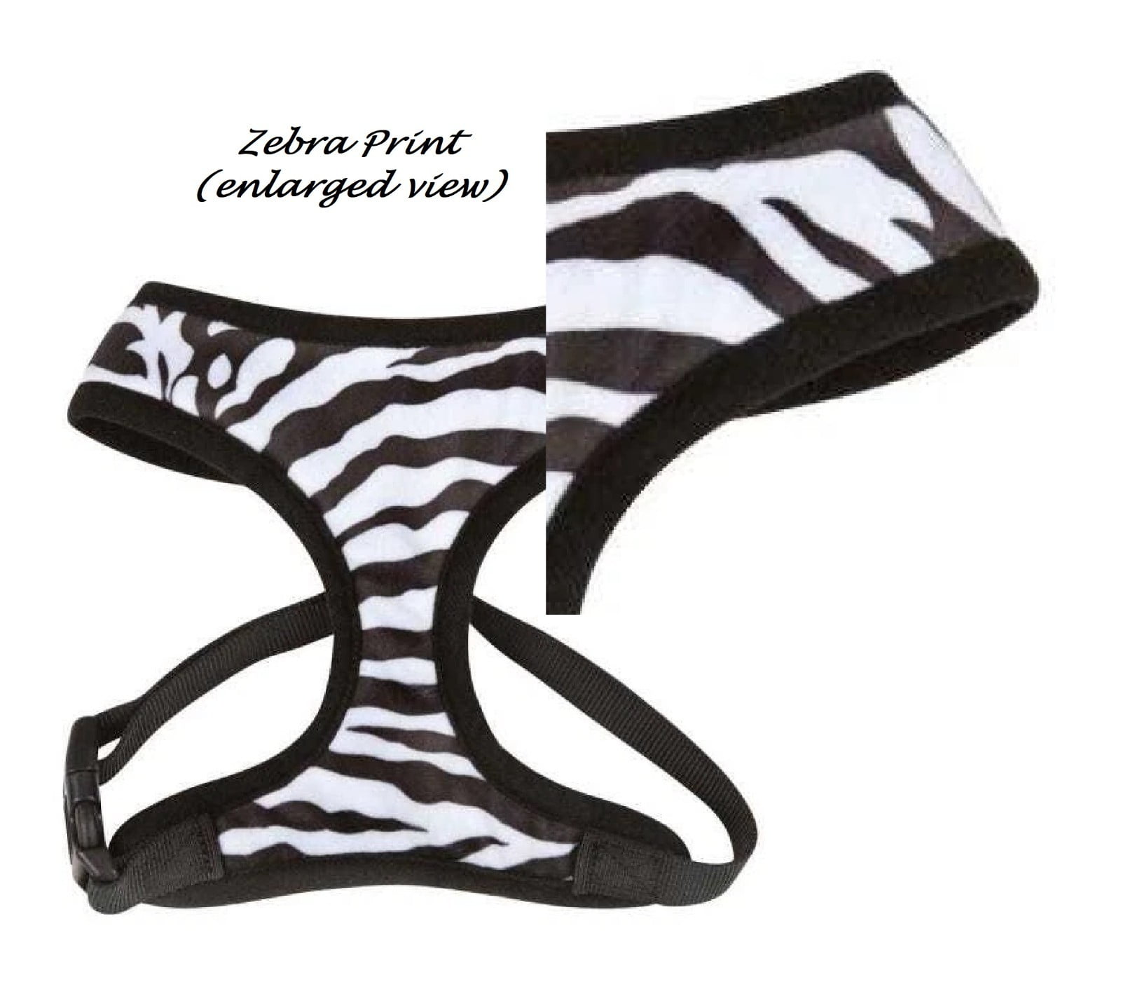 Small Breed Dog Harness Cheetah or Zebra Plush Adjustable Chest Strap and D Ring (Cheetah - Medium)