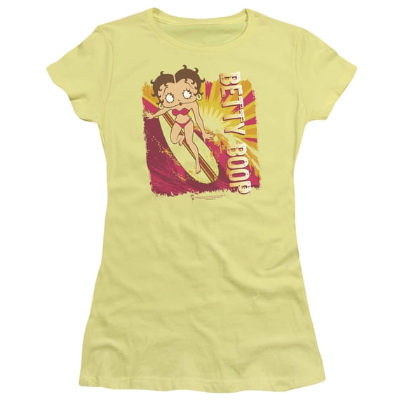 Betty Boop - Sunset Surf - Juniors Teen Girls Cap Sleeve Shirt - Small