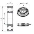 thumbnail image 4 of Unique Bargains 6305NR Deep Groove Ball Bearings 25x62x17mm P4 Open Type Lubricated Bearings 1 Pc Car Scooter Skateboard Wheel Universal Silver Tone, 4 of 6