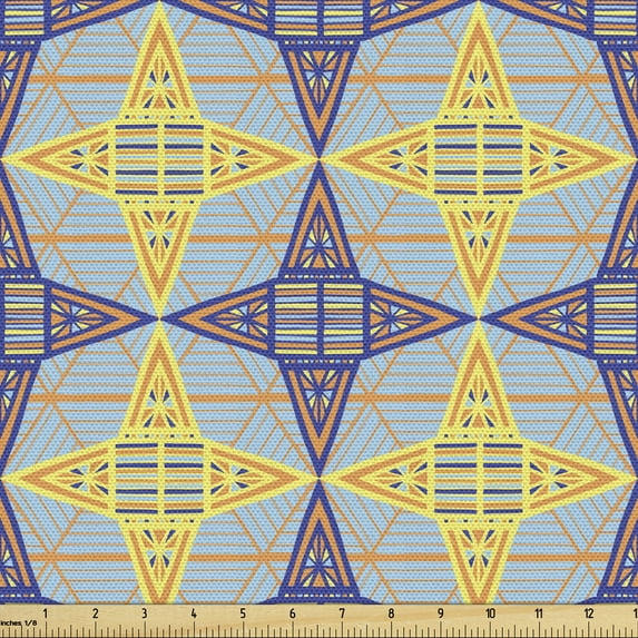 Tribal Fabric by the Yard, Geometric Ethnic Mosaic Pattern of Abstract Bohemian Shapes Folk Hippie Art Deco, Upholstery Fabric for Dining Chairs Home Decor Accents, Multicolor by Ambesonne