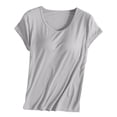 thumbnail image 5 of Duoif Women's Short Sleeve Shirt with Built in Bra Padded Athletic Workout Yoga Top Summer 2026, Light Ashy, 3XL, 5 of 7