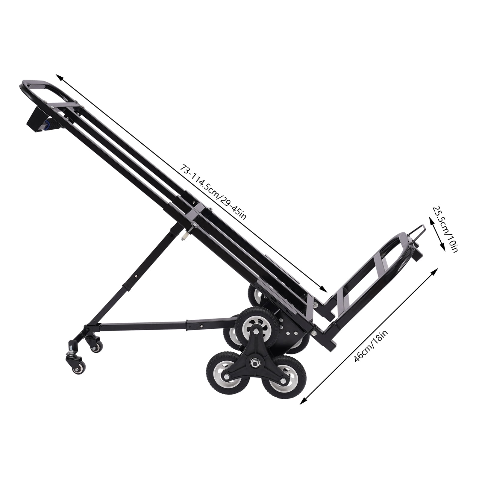 Hand Truck Dolly – Stair Climbing Cart, Stair Climber Cart 460 Lb Capacity All Terrain Stair Dolly Heavy Duty with Telescoping Handle and 6+2 Wheels (Black) Hand Truck Climbing Rope