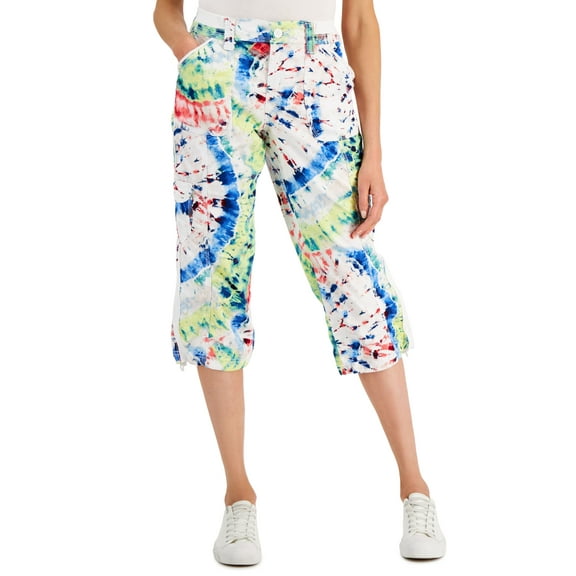 Style & Co Womens Printed Capri Jeans Rocky Dye Multi 12