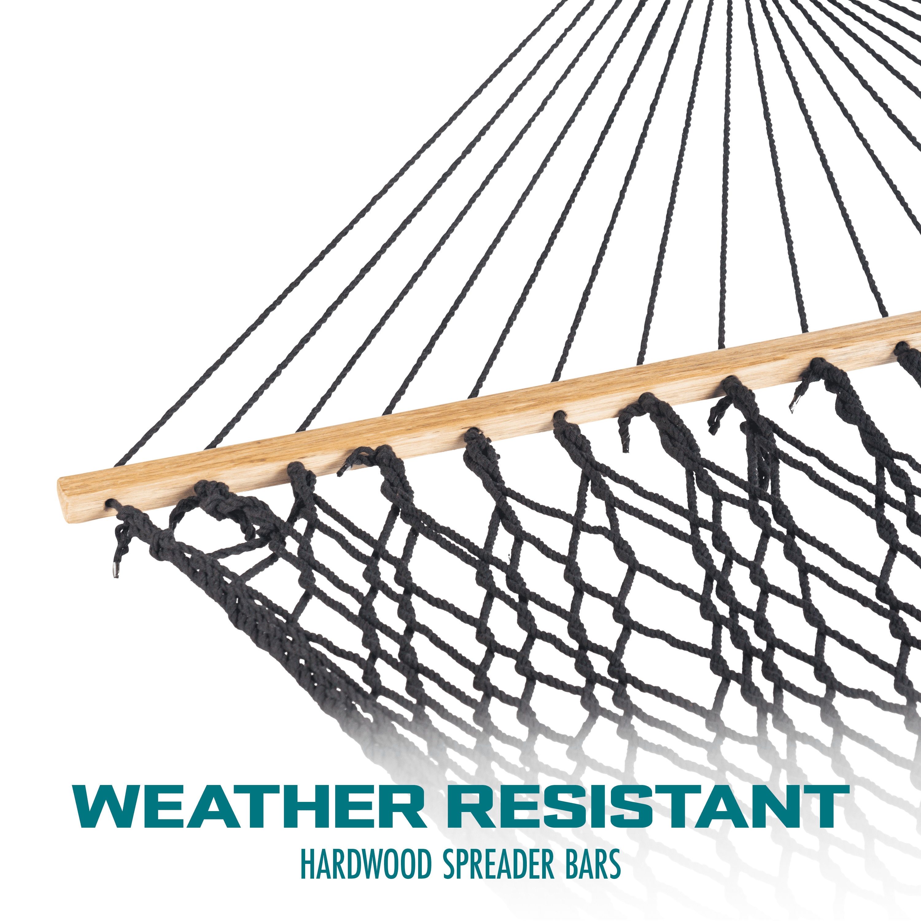Bliss Hammocks Cotton Rope Hammock W/ Spreader Bar, 60-in. Wide, 450 lb. Capacity - Black