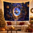 thumbnail image 3 of Vintage Bookshelves Library with Ornate Circular Portal Through, Mystical Fantasy for Space Lovers, Galaxy Room Decor, Graduation Gift, Tapestry Wall Hanging for Bedroom and Dorm, 3 of 6