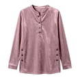 thumbnail image 5 of Hurxie Women's Fleece Shirt Solid Color Crew Neck Sweater, Loose Button Pullover Long-Sleeved Sweater Shirt Purple,S, 5 of 5