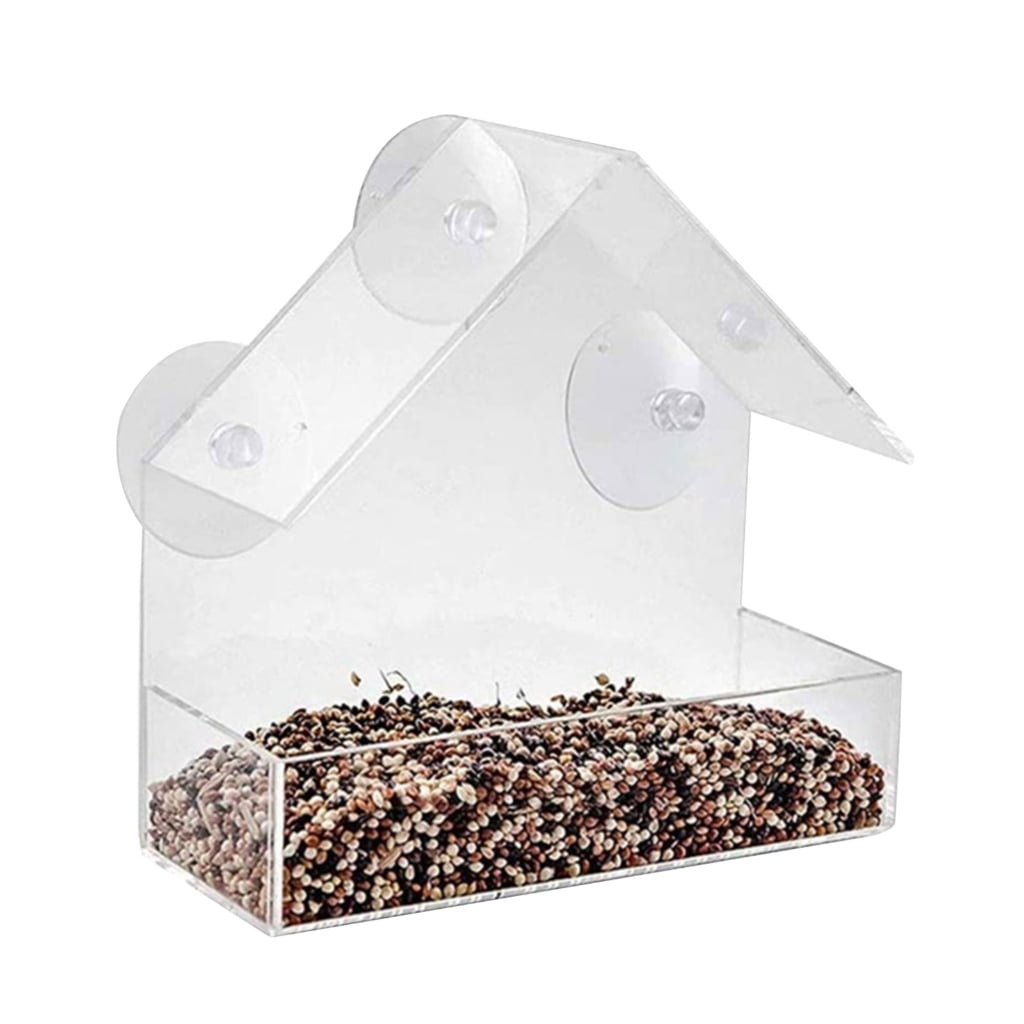 Clear Bird Feeders Garden Bird Feeding Dispenser House Shape Bird Treat