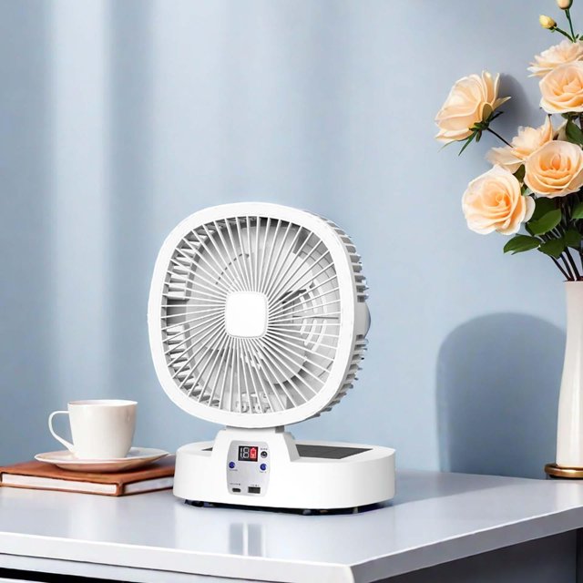 Ventilador de camping Macarena plegable solar recargable USB 5 velocidades 25,5x30 cm