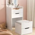 thumbnail image 2 of Tocador, mesa de maquillaje, gabinete de almacenamiento plegable, dormitorio, apartamento de tamaño pequeño, asiento y taburete integrados, mesita de noche, 2 of 4