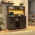 thumbnail image 6 of ANPOO 47"W Farmhouse Coffee Bar Cabinet Wine Rack and Storage, Tall Wine Bar Cabinet with 3 Tier Storage Hutch, Buffet Cabinet with LED Light and Glass Racks for Kitchen Dining Room, 6 of 8