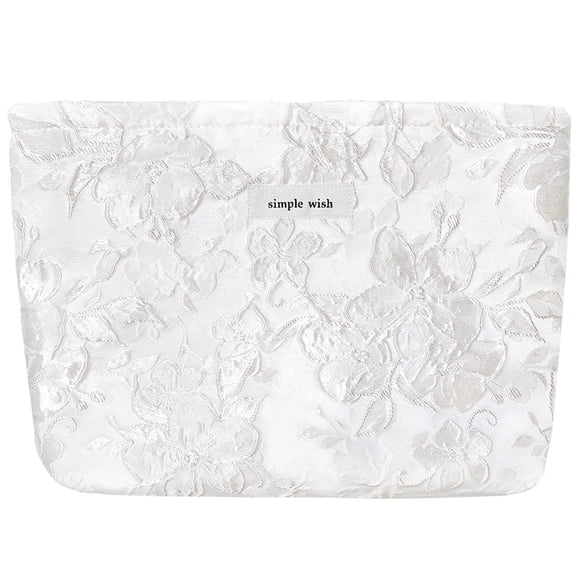 Bolsa de maquillaje STARDW Aesthetic Floral para mujeres y niñas, color blanco