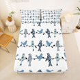 thumbnail image 5 of jejeloiu Whimsical Bird Queen Sheets For Men Women,Branch Pattern Queen Sheet Sets,Blue White,4 Pieces,1 Flat Sheet, 1 Fitted Sheet and 2 Pillowcases, 5 of 6