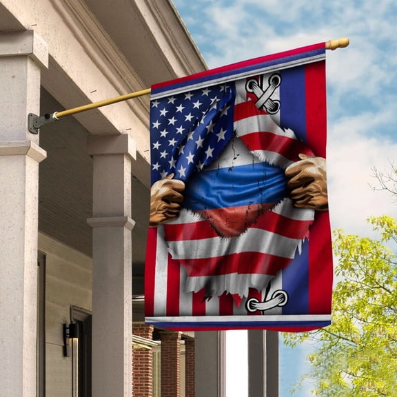Flags Proud Russian American Flag Ripped flag Russia strong House Flag, Double-Sided Decorative Outdoor Flag, Patriotic Polyester Yard Flag 29.5 x 39.5 in
