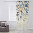 thumbnail image 3 of Orange Blue Botanical Semi Sheer Curtains Drapes for Living Room,Bedroom,French Doors Window 45 Inches Long,Weeping Fall Eucalyptus Leaves Rustic Rod Pocket Chiffon Curtain Drapery Voile Drape Panel, 3 of 6