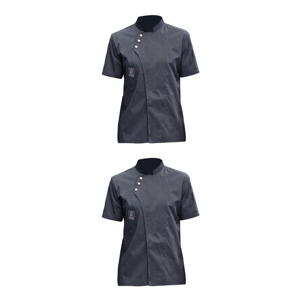 Chaqueta de chef Sonducket Ropa de cocina de manga corta Blanco XXXL 2piezas Gris METRO