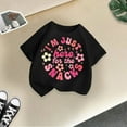 thumbnail image 4 of Curuila Kid Girls Tops Letter Print Crew Neck Short Sleeve Tee Summer Casual Loose T Shirt Black Size 2-4 Years, 4 of 4