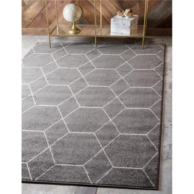 Unique Loom 3140889 Tapis Rectangulaire en Treillis Géométrique 8 x 10 Pi.&44; Gris Foncé