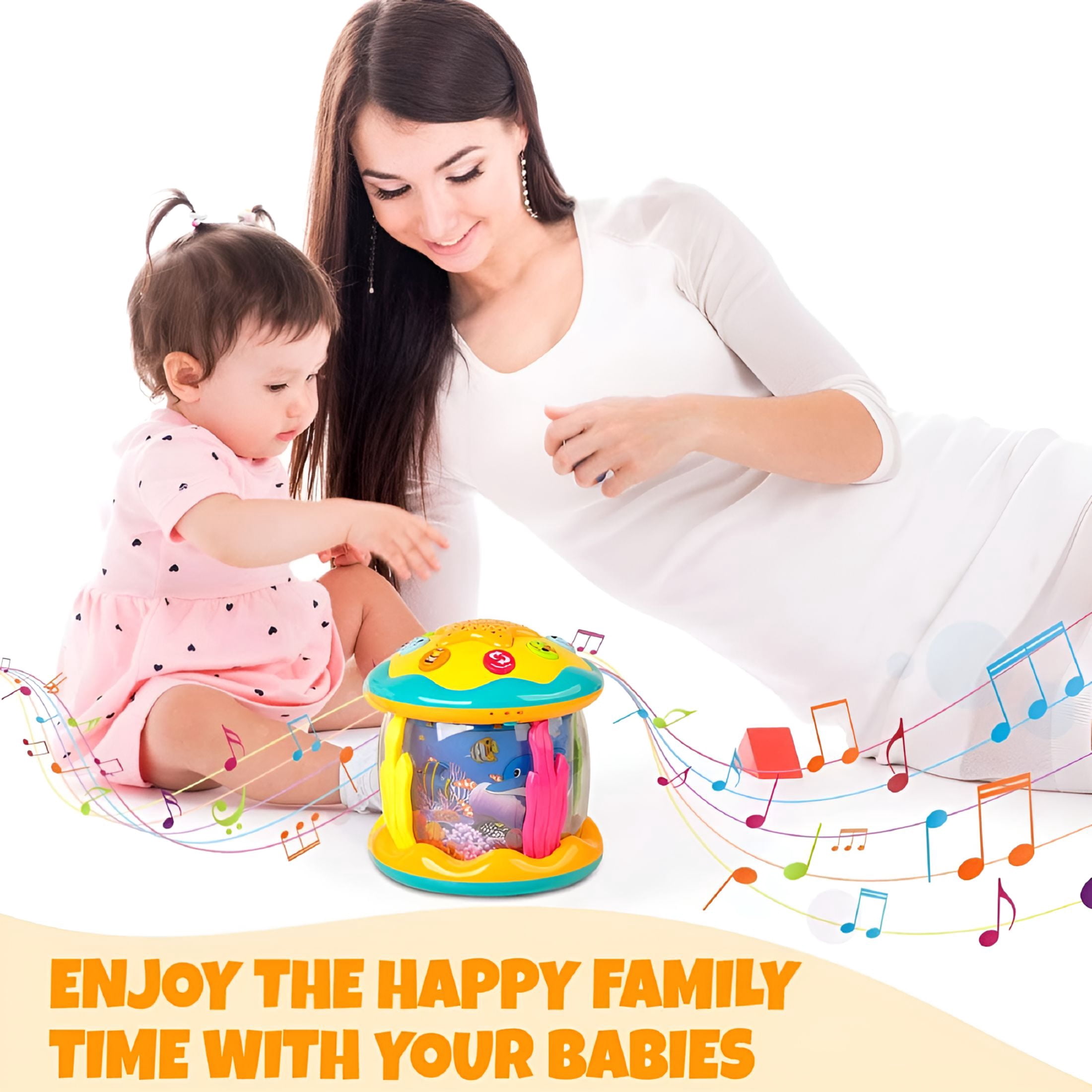 BESTSKY Ocean Rotating Baby Musical Toys 4 in 1,Infant Night Light Up Toys,Tummy Time Crawling Toy,Early Educational Gift for Boy Girl Toddlers,Ideal for Birthday Christmas Baby Christmas Gifts