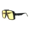 thumbnail image 3 of Stylish Mens Bold Squared Rectangle Flat Top Racer Plastic Sunglasses Black - Yellow, 3 of 4