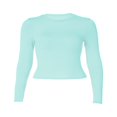 thumbnail image 4 of Women‘s Y2K Slim Crop Tops Solid Color Long Sleeve  Neck T-Shirts Basic Tee Yoga Workout Tops, 4 of 6