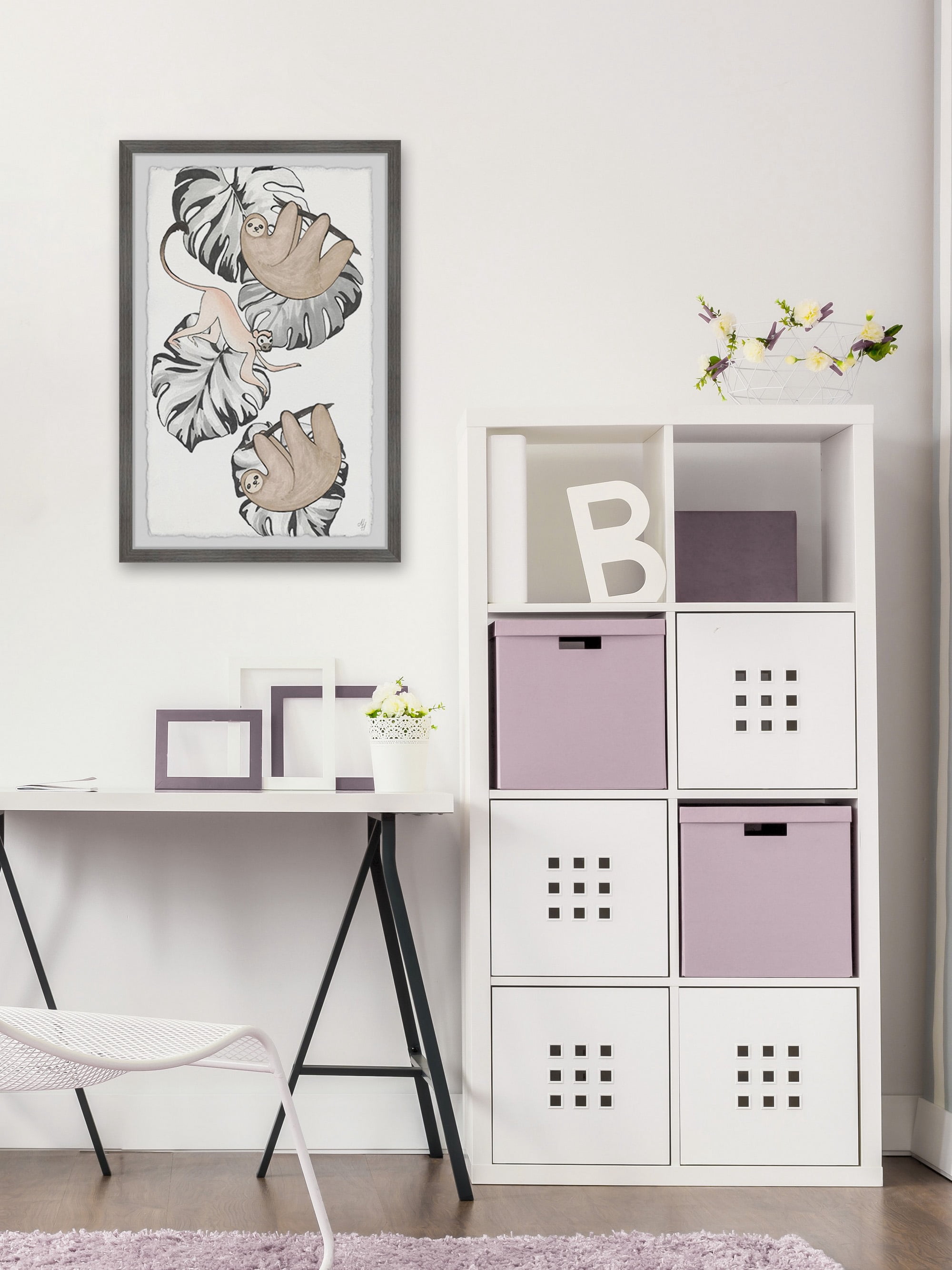 Marmont Hill Monkey and Sloths Palms Framed Wall Art