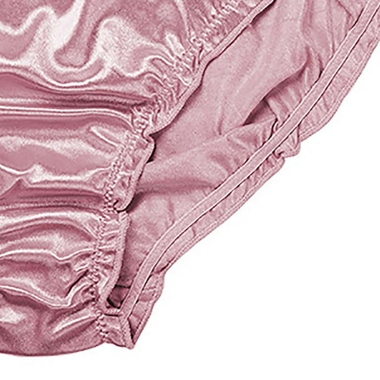 XMMSWDLA Womens Sexy Underwear, Satin Bikini Panties Silky Lace Underwear  Panty Women's Sexy Satin Panties Mid Waist Wavy Cotton Crotch Briefs Pink S