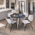 thumbnail image 2 of Kahlo 42 in. Round Breakroom Table- Grey Top- Chrome Base & 4 Stack Chairs- Grey, 2 of 8