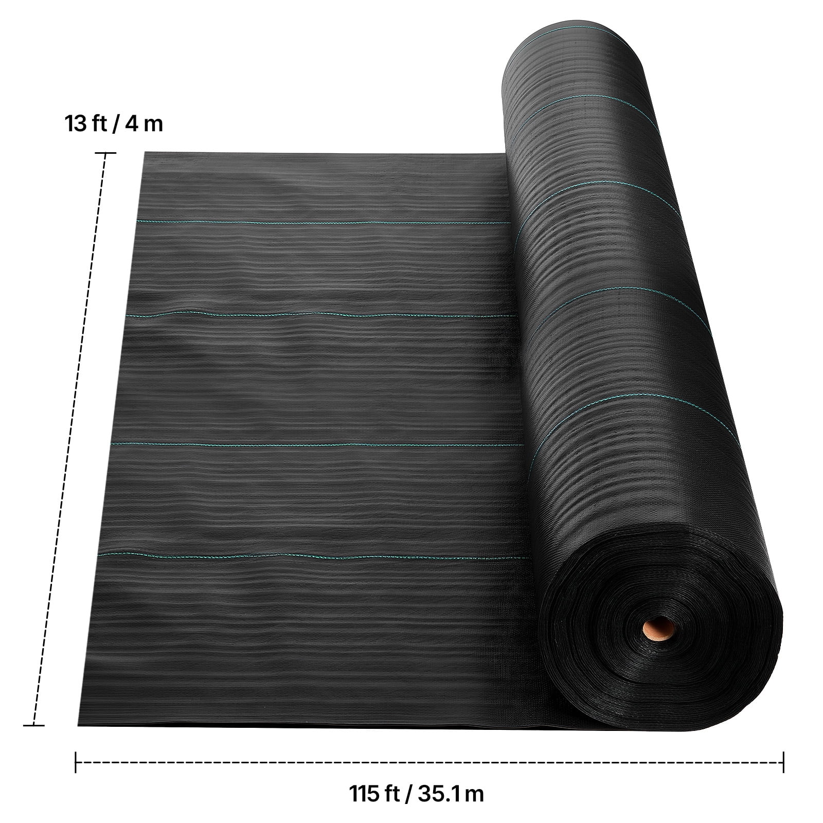 KFFKFF Durable Weed Barrier Fabric, 13x115FT 3.5oz Landscape Fabric, Woven Ground Cover for Weed Control, Garden Fabric for Landscaping, Geotextile Gardening Mat, Black