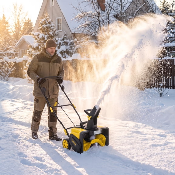 Memoryfield 40V Cordless Snow Blower, 20-Inch Clearing Width, Brushless Motor, Dual Batteries, LED Light, Electric Snow Thrower for Driveways & Walkways, Yellow