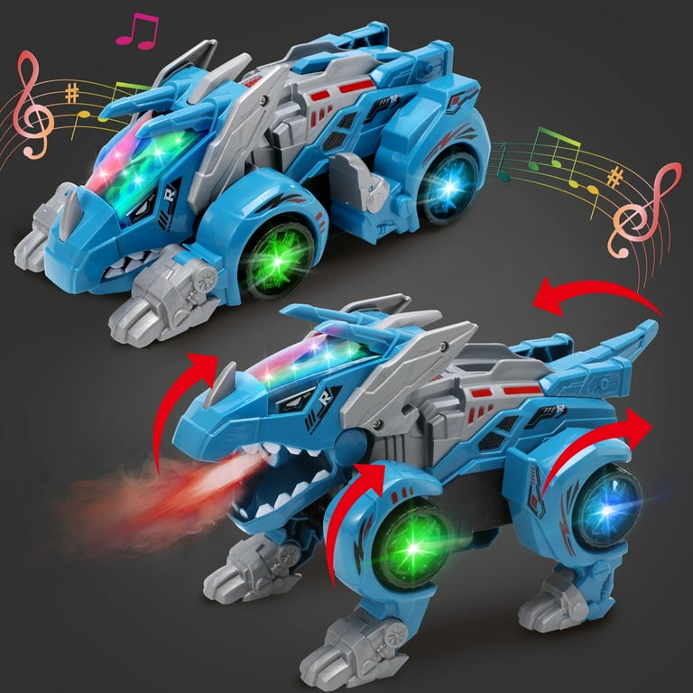 XAYAH 2 in 1 Transforming Electric Dinosaur Car Toy with LED Light