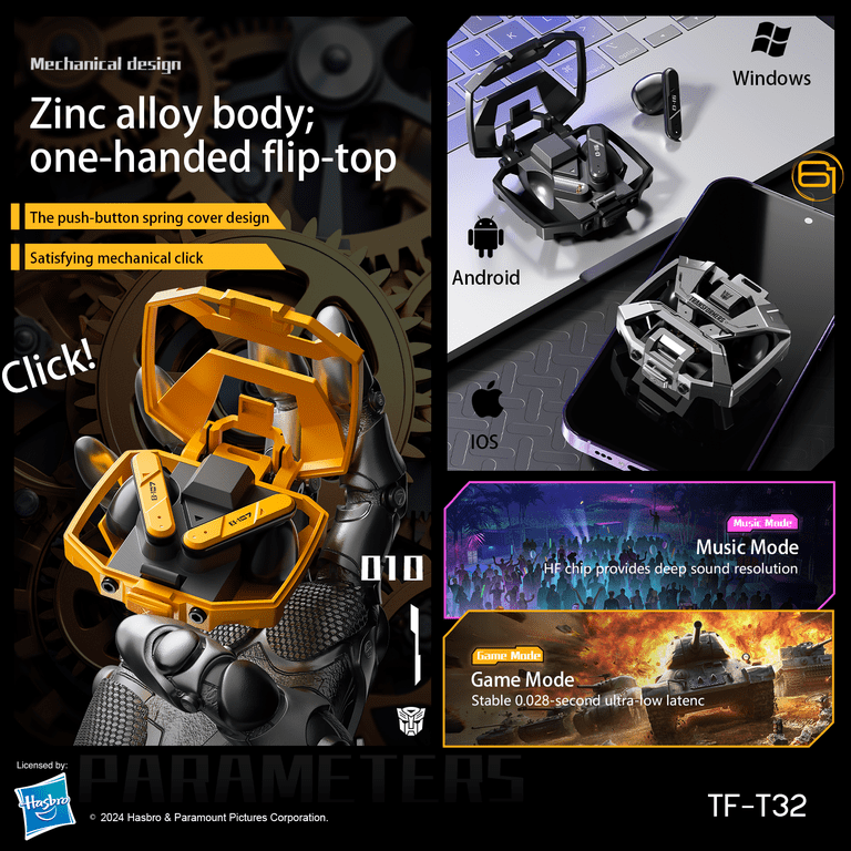 Transformers TF-T32 Wireless Bluetooth Earbuds - Zinc Alloy Case