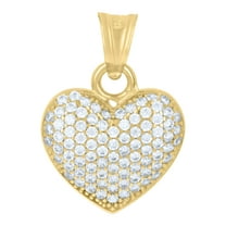 14k Yellow Gold Womens Cubic-Zirconia Heart Charm Pendant