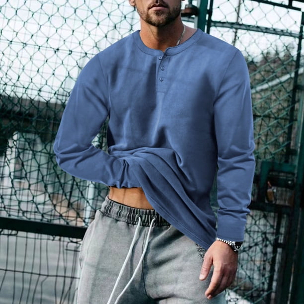 pstuiky camisa de manga larga para hombre, Sudadera con capucha para hombre, color liso, para correr al aire libre, manga larga, cuello redondo, para hacer ejercicio Tops casuales para hombres l
