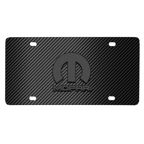 iPick Image for Mopar Logo 3D Dark Gray Logo on Black Carbon Fiber Pattern Stainless Steel License Plate, Official Licensed