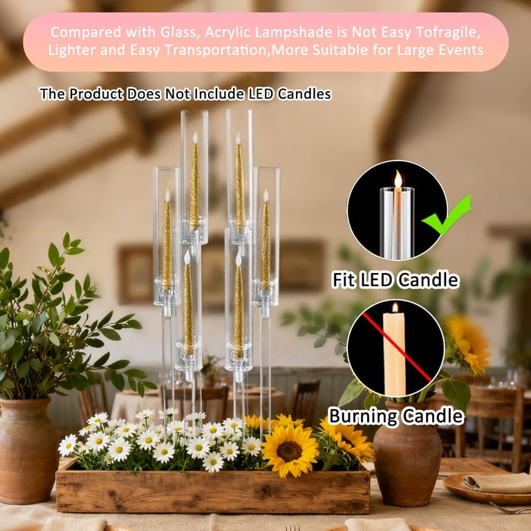 Candelabro in Acrilico a 3 Bracci Grande e Alla Moda, Portacandele Decorativo per Matrimoni, Centrotavola Adatto per Candele LED