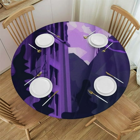 

Patifu Clock Building Round Table Cover Stain Resistant Washable 100% Polyester Tablecloths Waterproof Indoor Outdoor Kitchen Dining Wedding Parties 31 -35